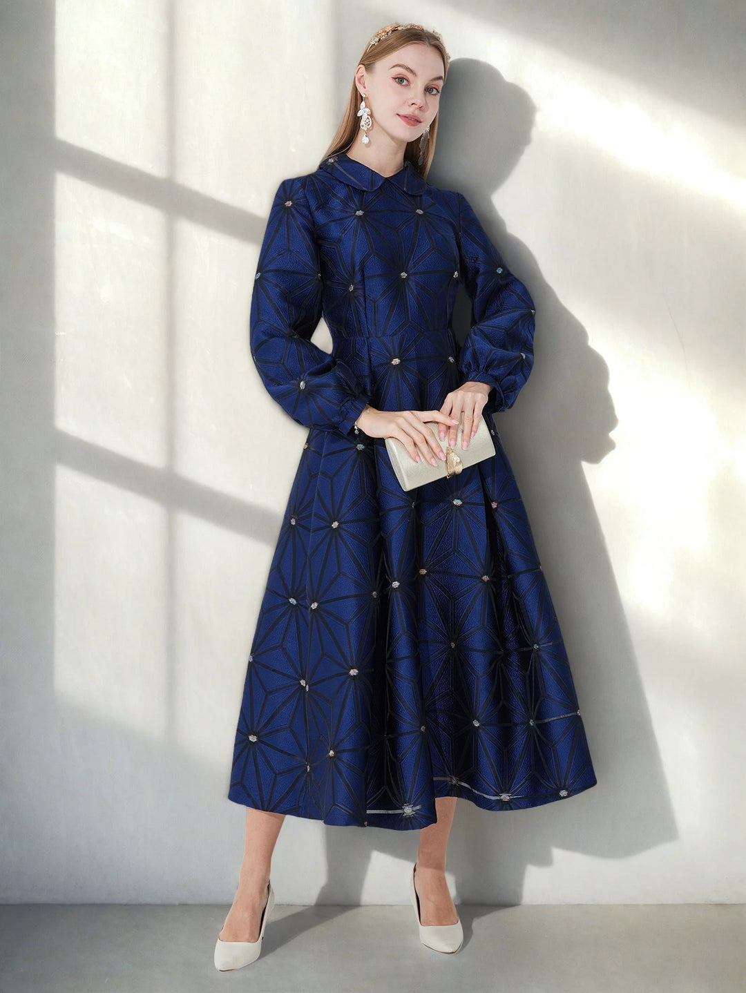 Chic Lapel Floral Printed Maxi Gown