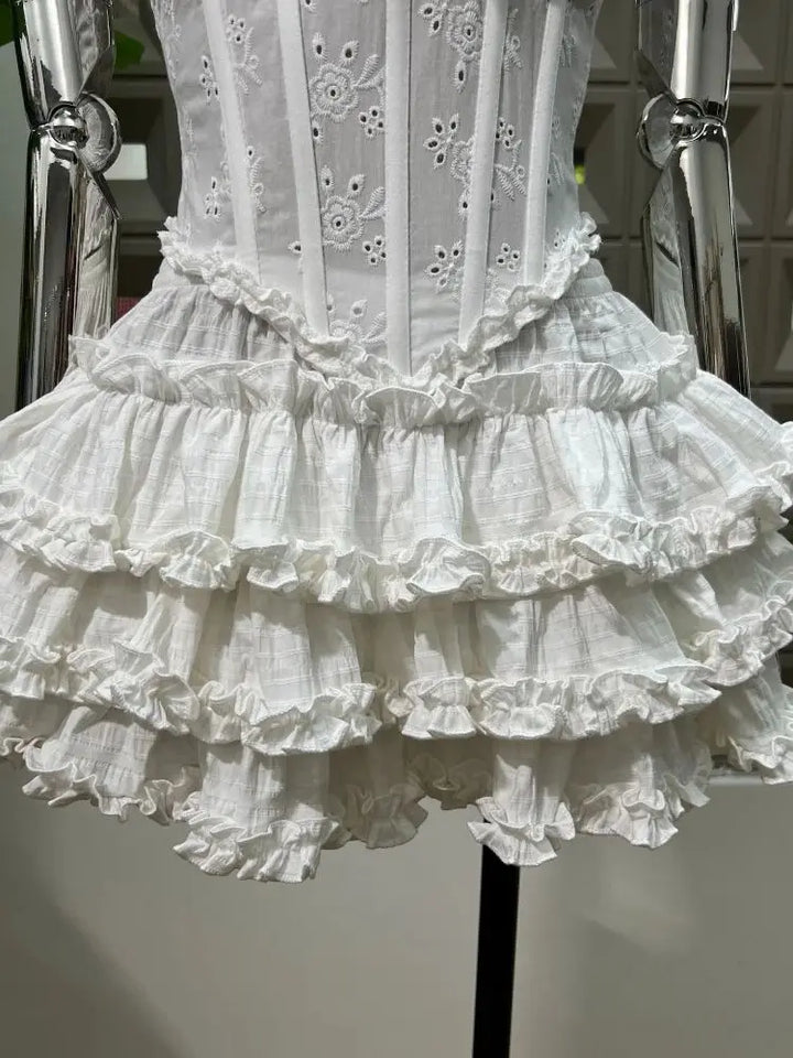 Graceful Belted Three-Piece Short Skirt Dress