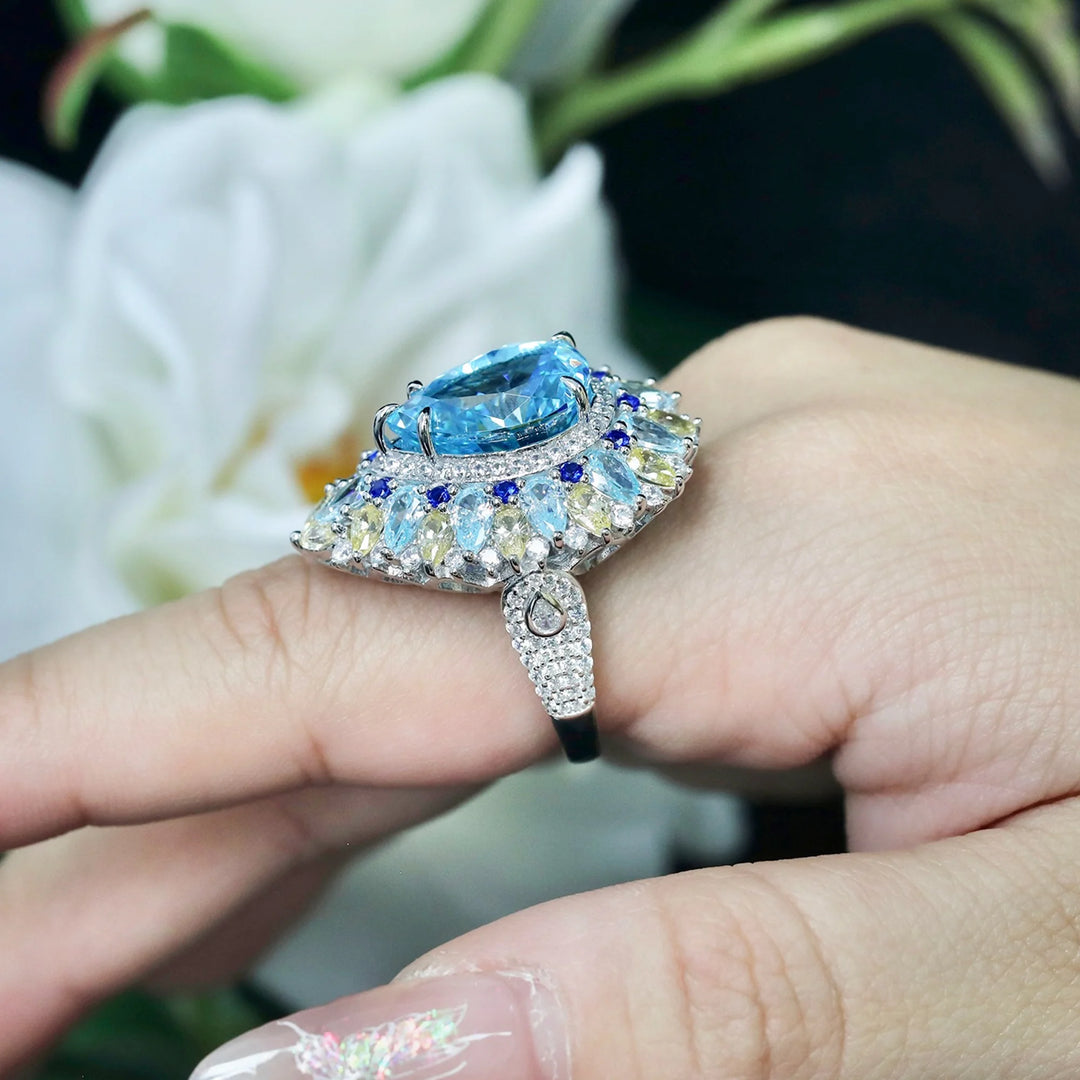 Aquamarine cluster women&