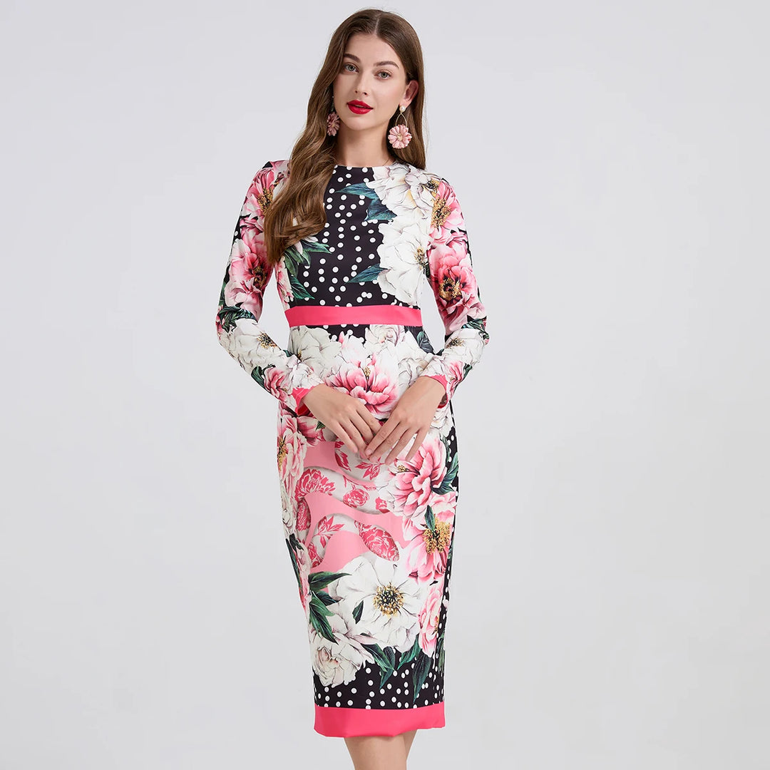 Elegant Polka Dots Pencil Dress