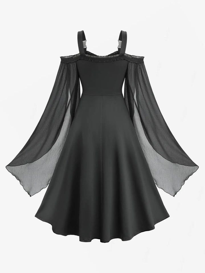 Sweet Flare Sleeves Plus Size Dress