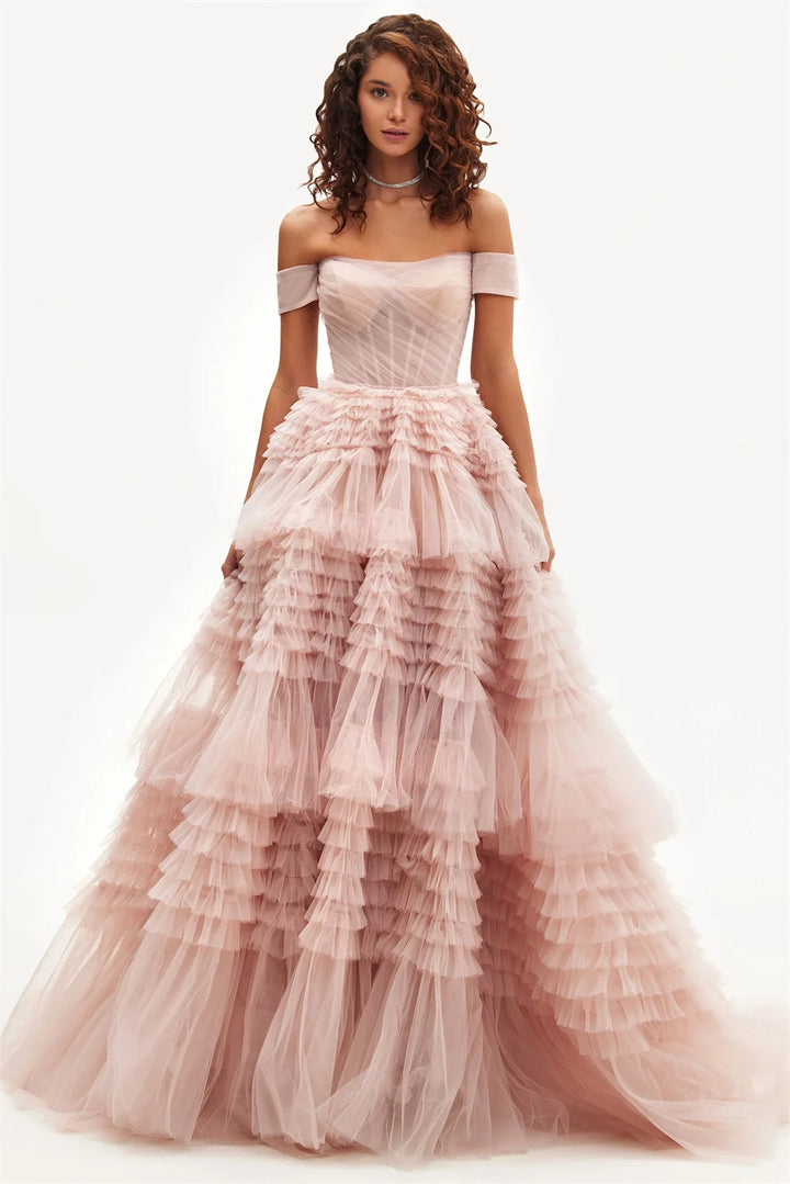 Crumpled Tulle Women's Ruffles Party Dress