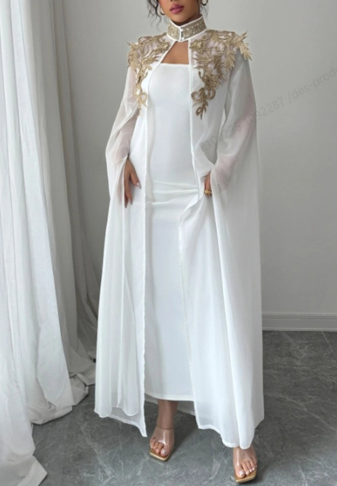 Refined Embroidery Two Piece Jalabiya Set