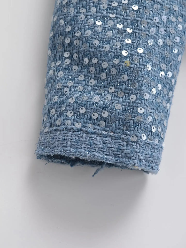 Modern Crewneck Tweed Short Coat