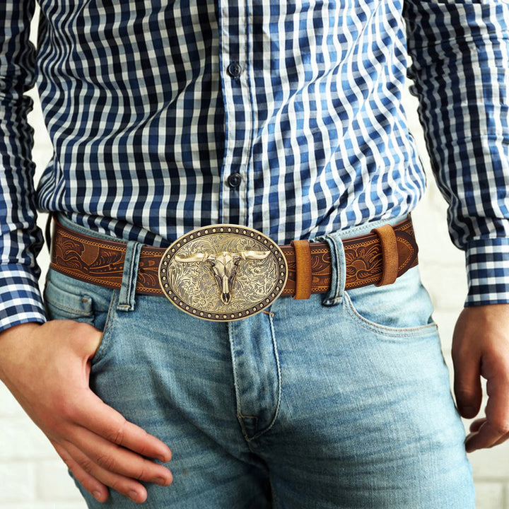Smart Longhorn Bull Buckle Belt