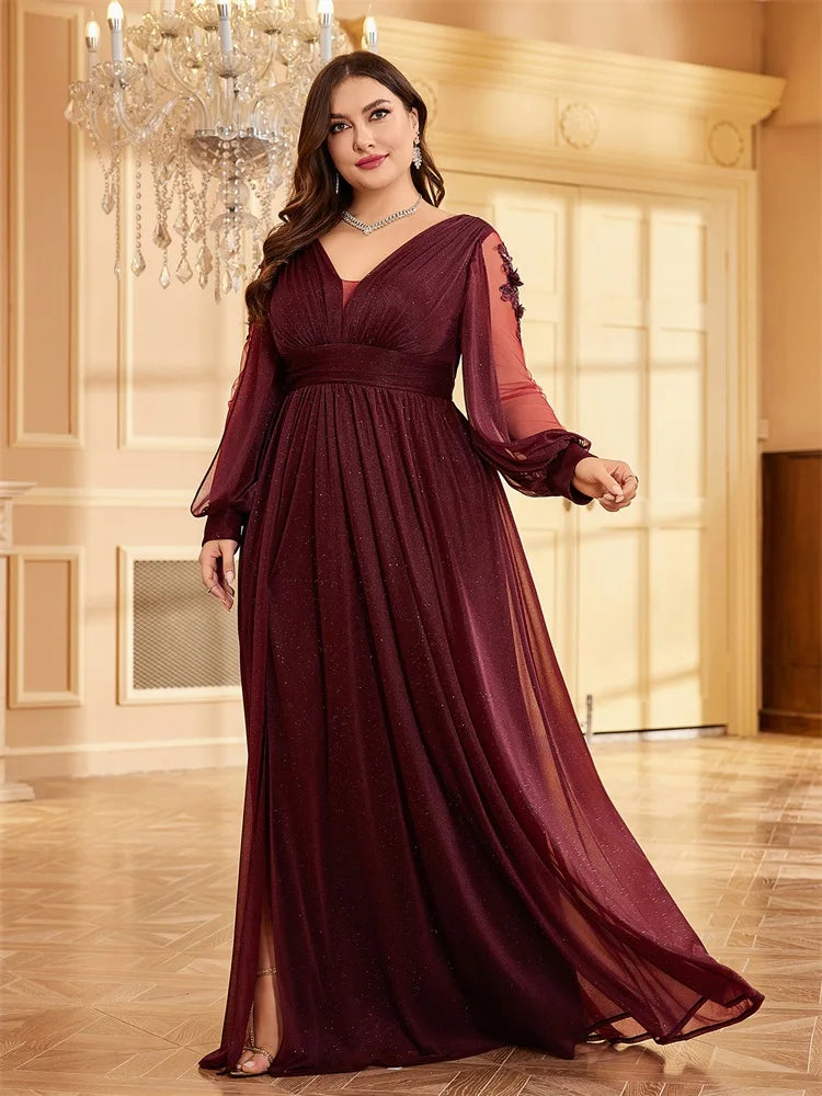 Sparkle Split Plus Size Women's Cocktail Gown