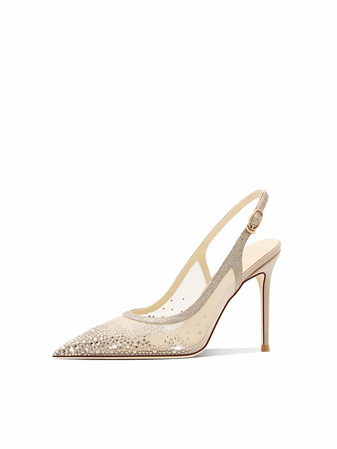 Stylish Rhinestone Mesh Pointed Heels