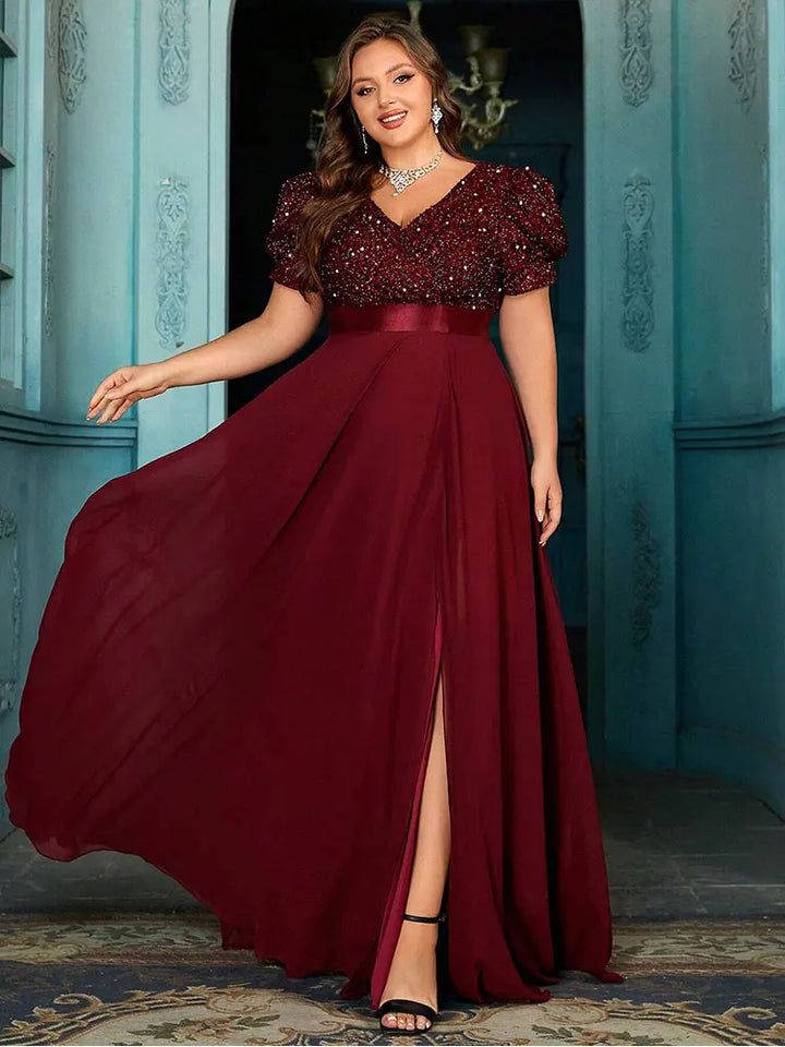 Charming Puff Sleeve Evening Party Dress
