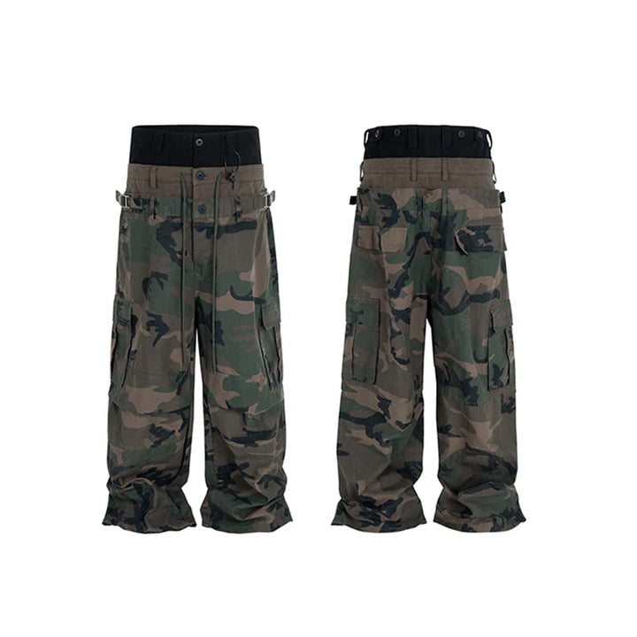 Fine Double Waist Denim Baggy Jeans Pants