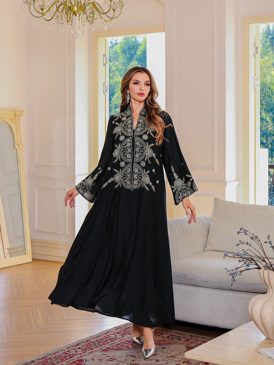 Elegant Cross Border Embroidered Abaya