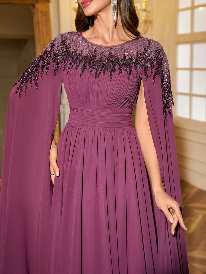Elegant Floating Piece Sleeves Evening Dress