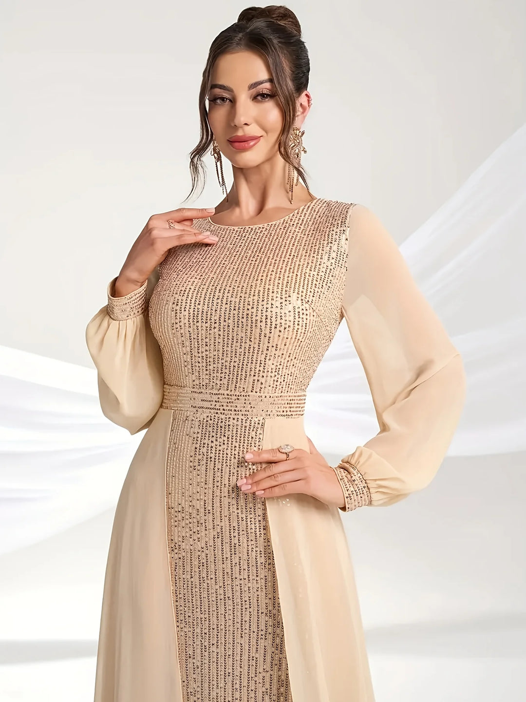 Charming Chiffon Paneled Evening Gown
