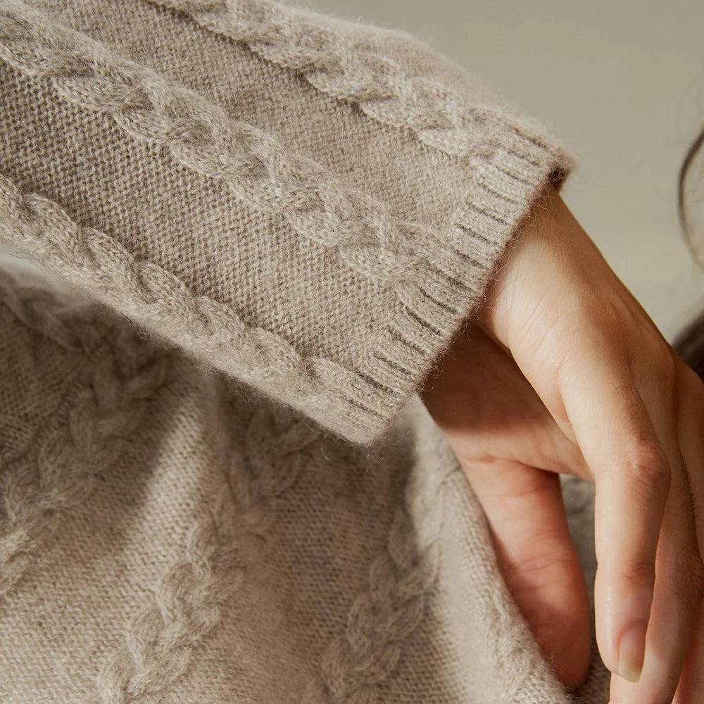 Versatile Soft Cable-Knit Cashmere Sweater