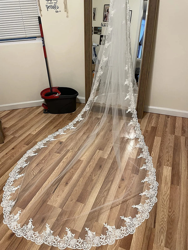 Luxurious Cathedral Lace Edge Wedding Veil