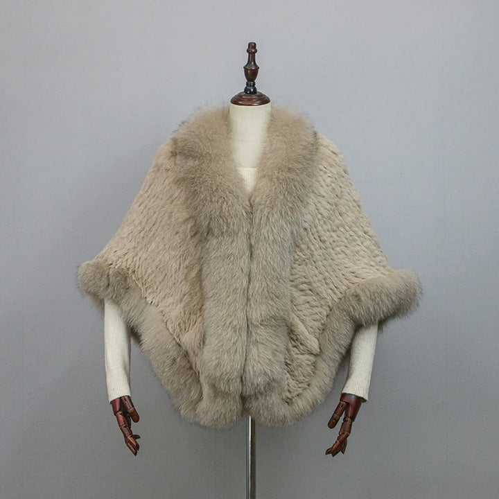 Stylish Knitted Warm Fur Cape