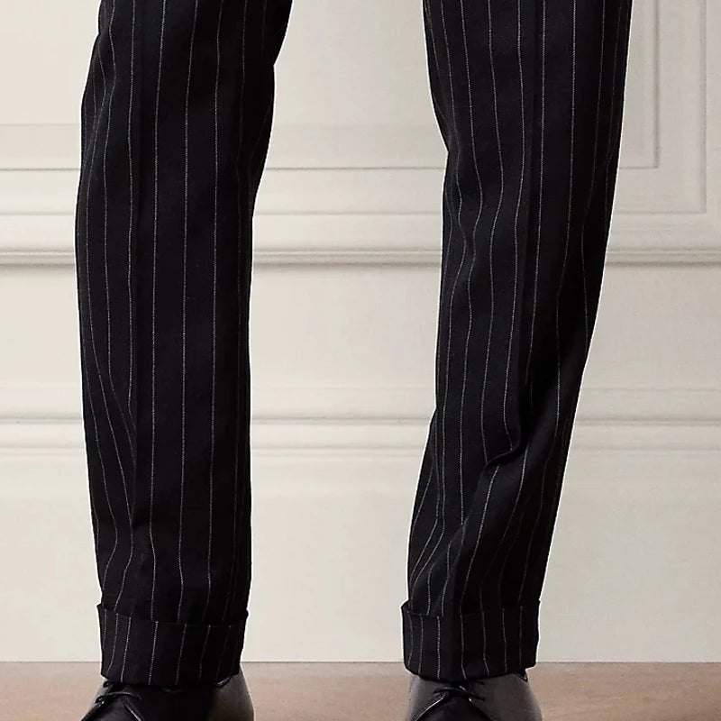 Classic British Stripe Wool Pants