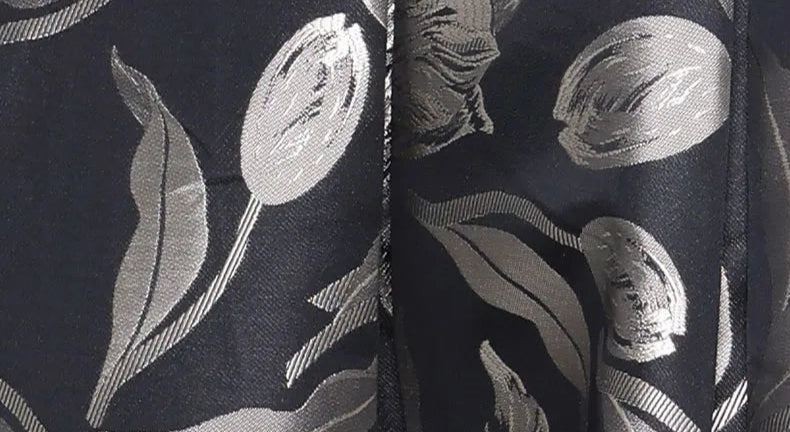 Classic Grey Floral Mid-Length Skirt