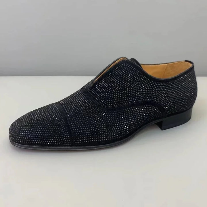 Luxury Rhinestone Suede Wedding Loafers