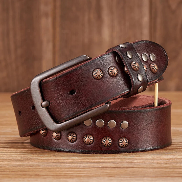 Retro Skull Punk Rivet Leather Belt