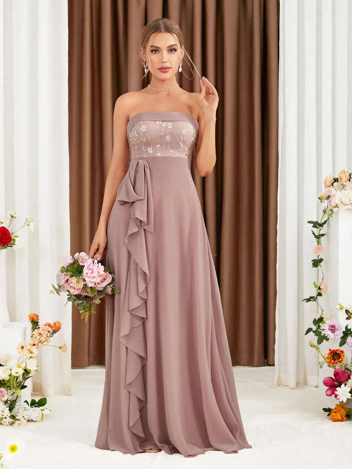 Elegant Wrapped Chest Formal Gown