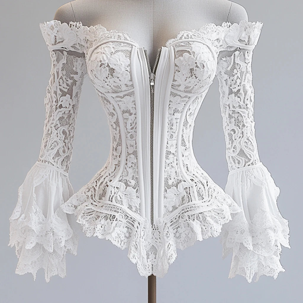 Elegant Neat Off-Shoulder Lace Blouse