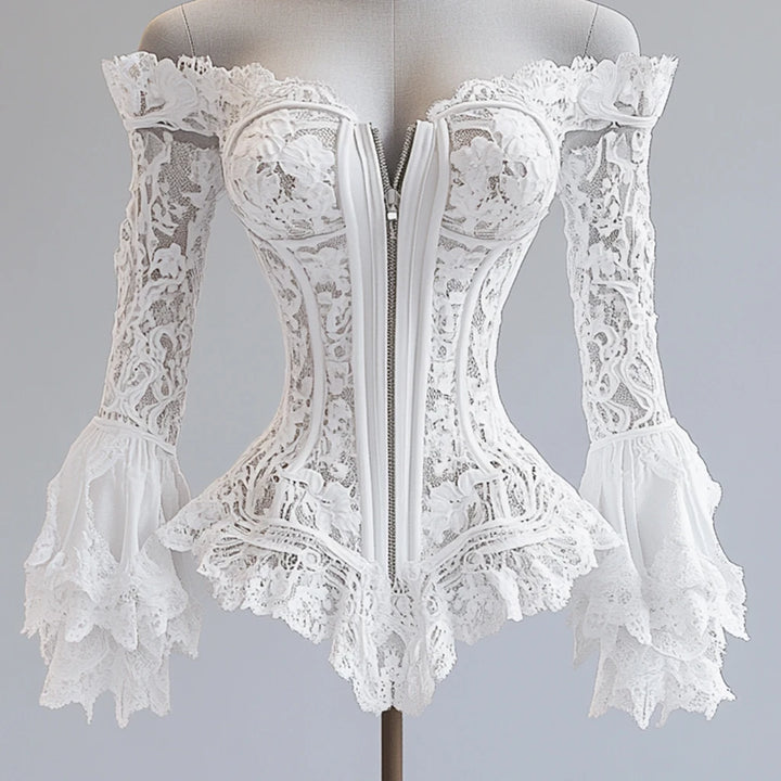 Elegant Neat Off-Shoulder Lace Blouse