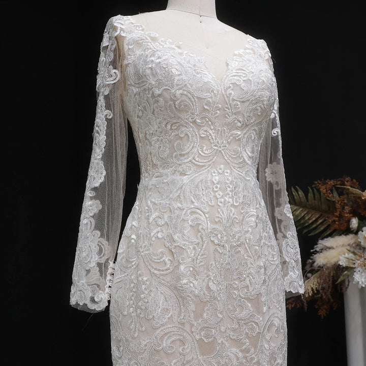 Romantic Long Sleeves Princess Wedding Gown