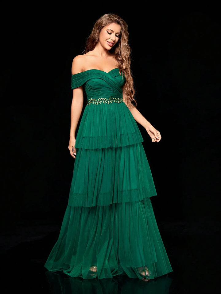 Glamorous Multi-Layer Evening Party Gown