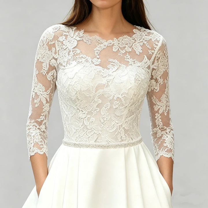 Elegant Pockets Illusion Wedding Gown