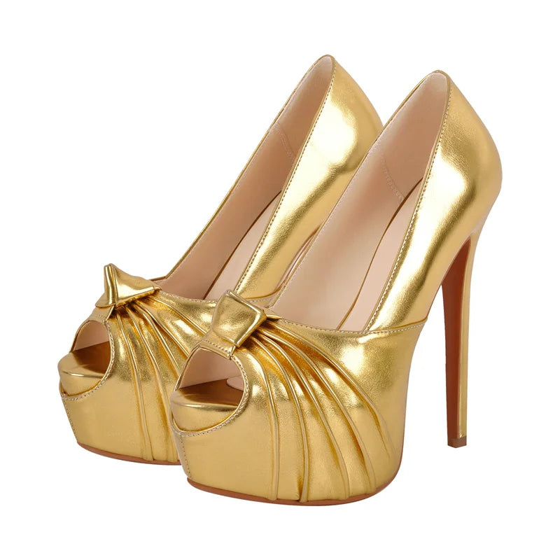 Glamorous Knot Bow Platform Pumps
