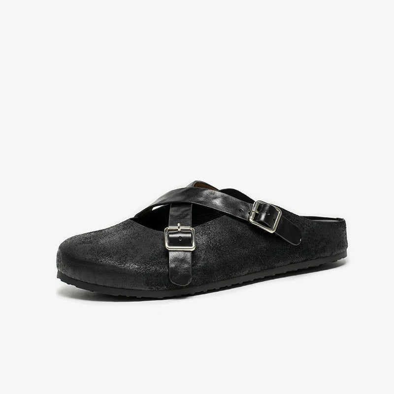 Refined Cross-Tied Outdoor Slippers