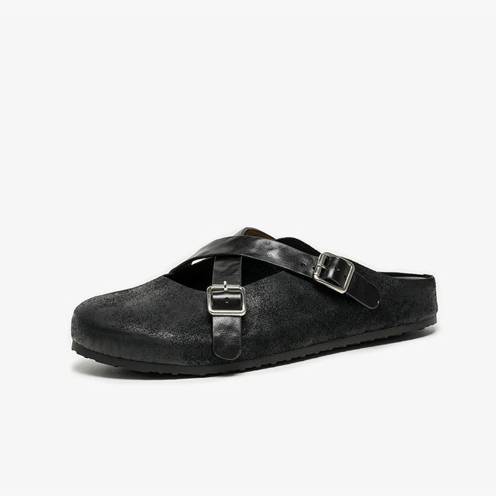 Refined Cross-Tied Outdoor Slippers