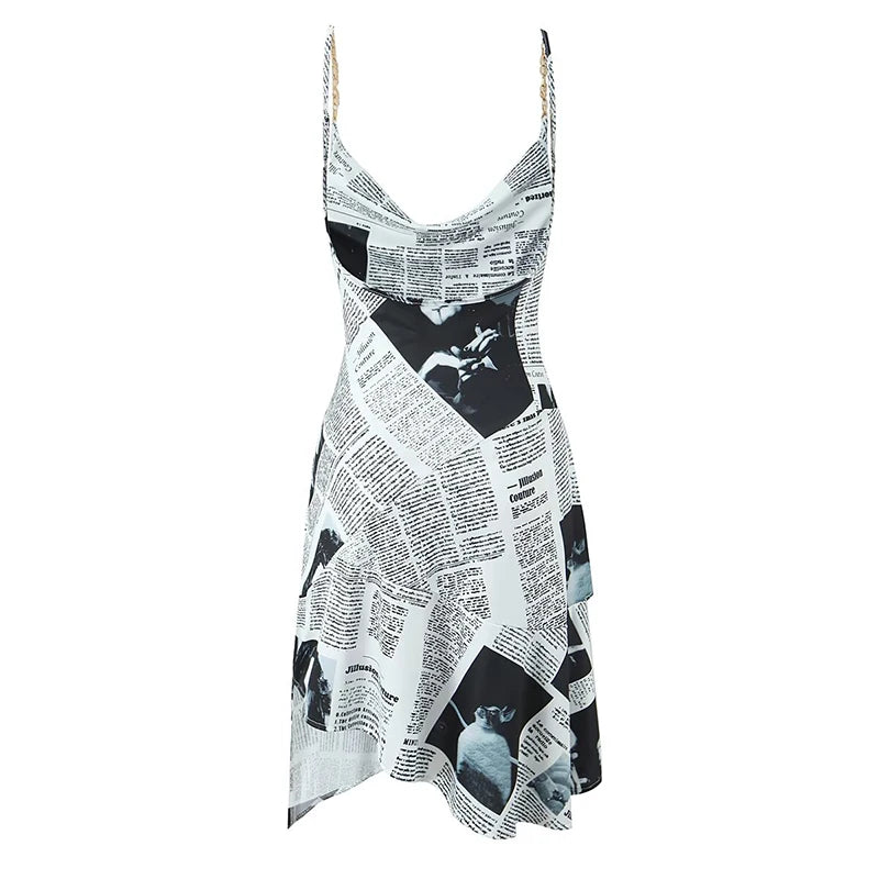 Classic Irregular Hem Sling Dress