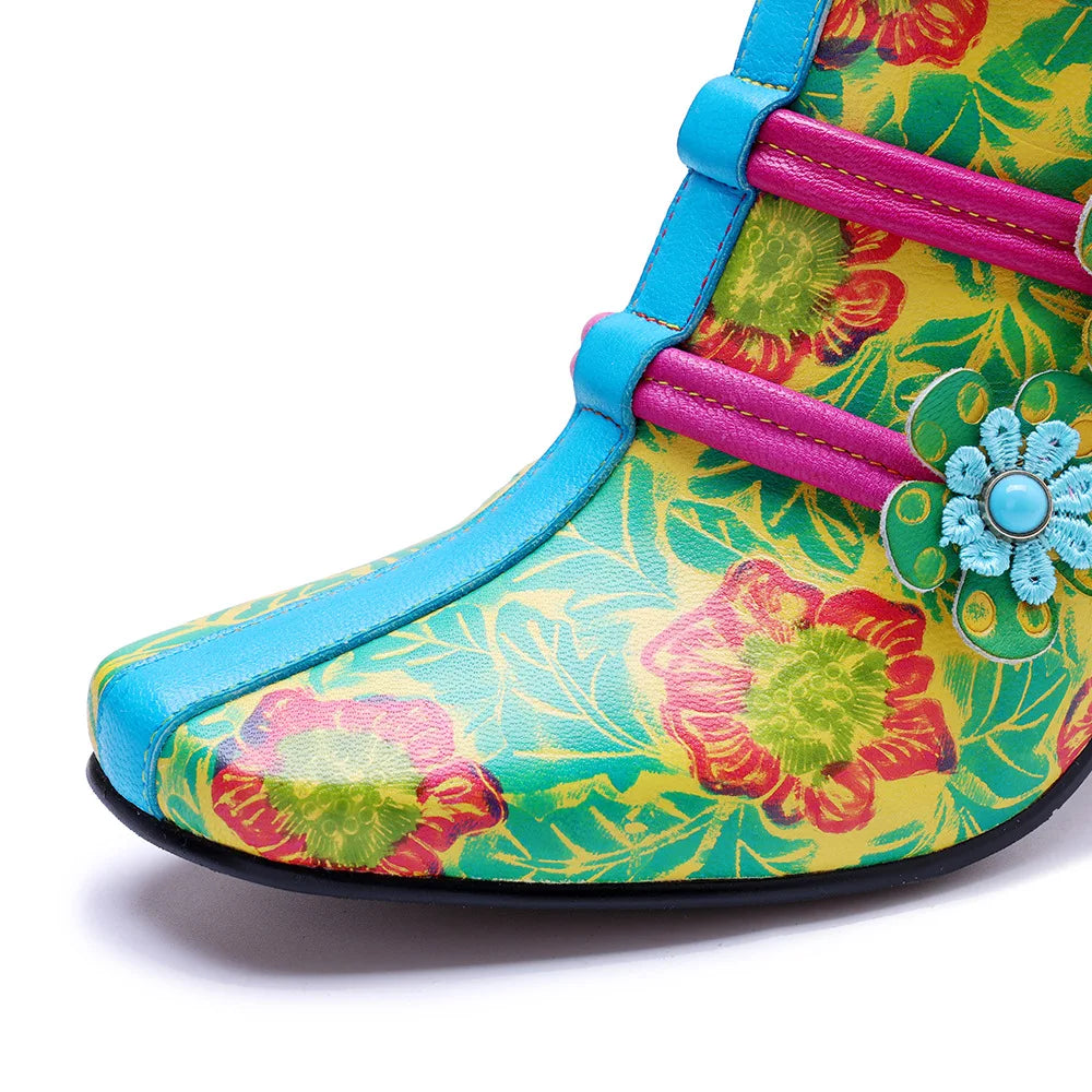 Light Luxury 3D Flowers Short Boots