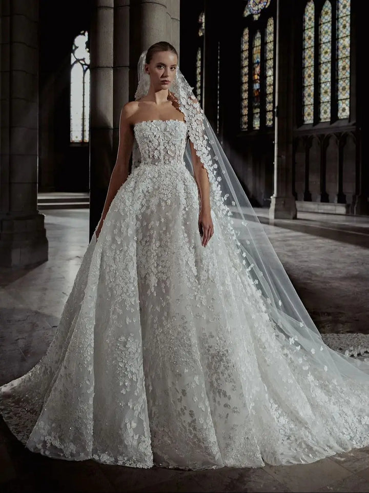 Strapless Ruched A-Line Bridal Dress