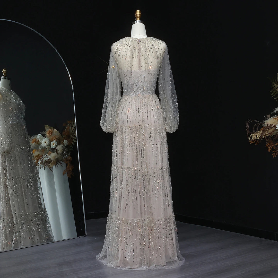 Delightful Ruffles Arabic A-Line Gown