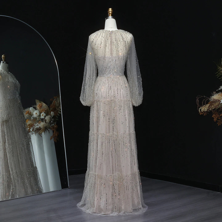 Delightful Ruffles Arabic A-Line Gown