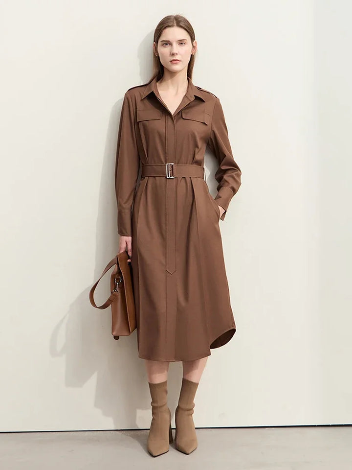 Belt Tie Retro Shirt Dress