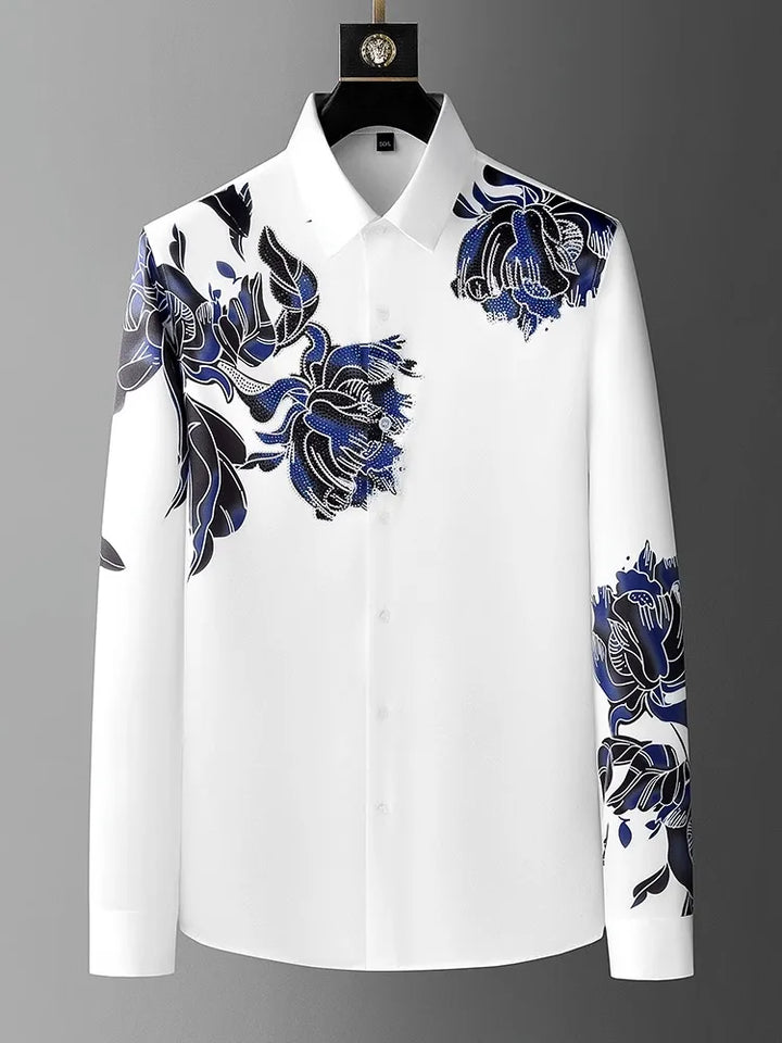 Luxury Flower Embellished Slim Fit Shirt