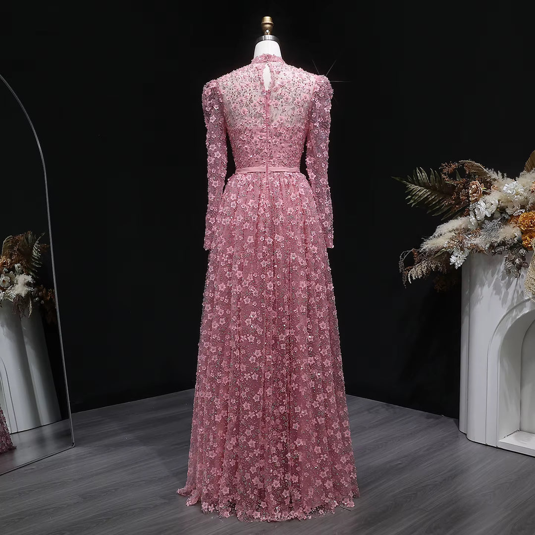 Refined High Neck Arabic Evening Dress