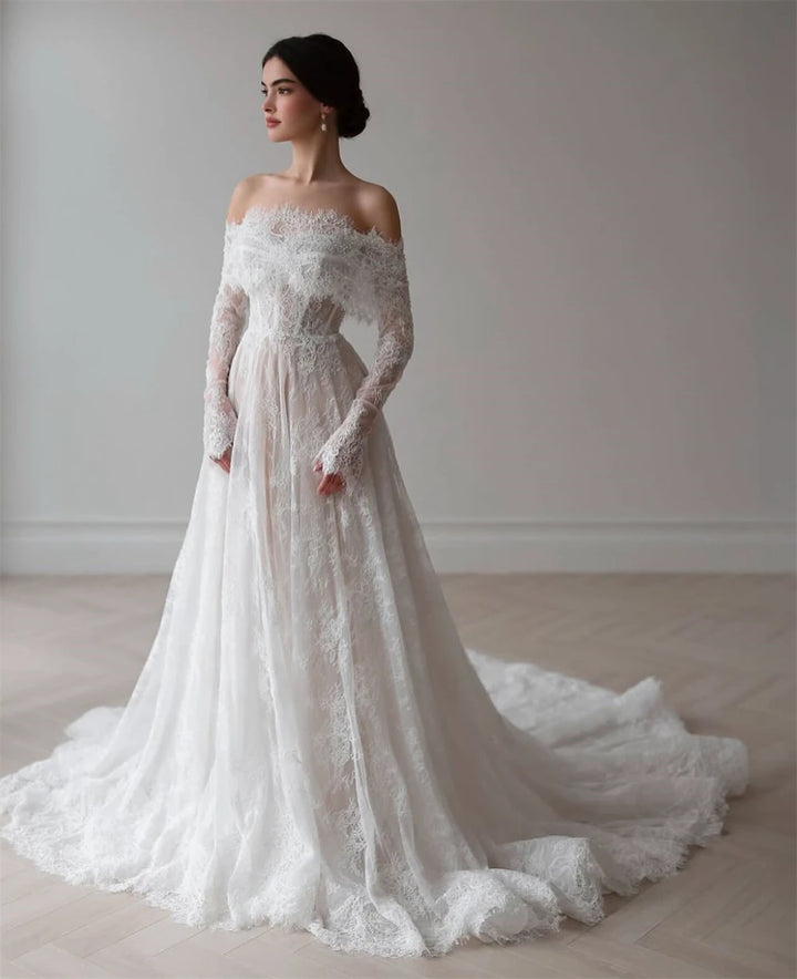 Delightful Long Sleeve Bridal Gown