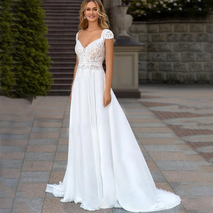 Sweet Chiffon Lace Wedding Gown