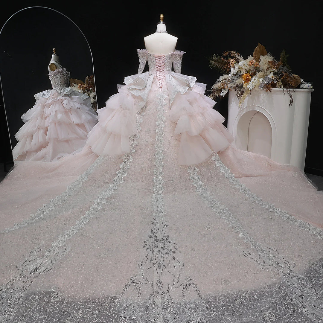 luxury crystal wedding dress Vintage Crystal Gown wedding dress with Pearls, Beading, and Lace