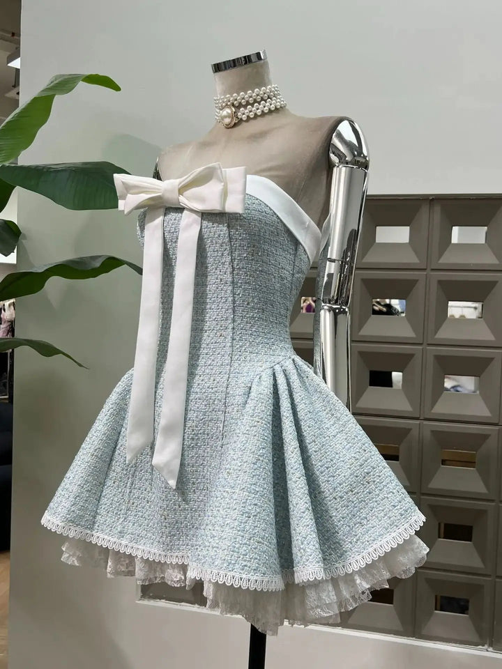 Charming Bow Tie Trim Lace Party Dress