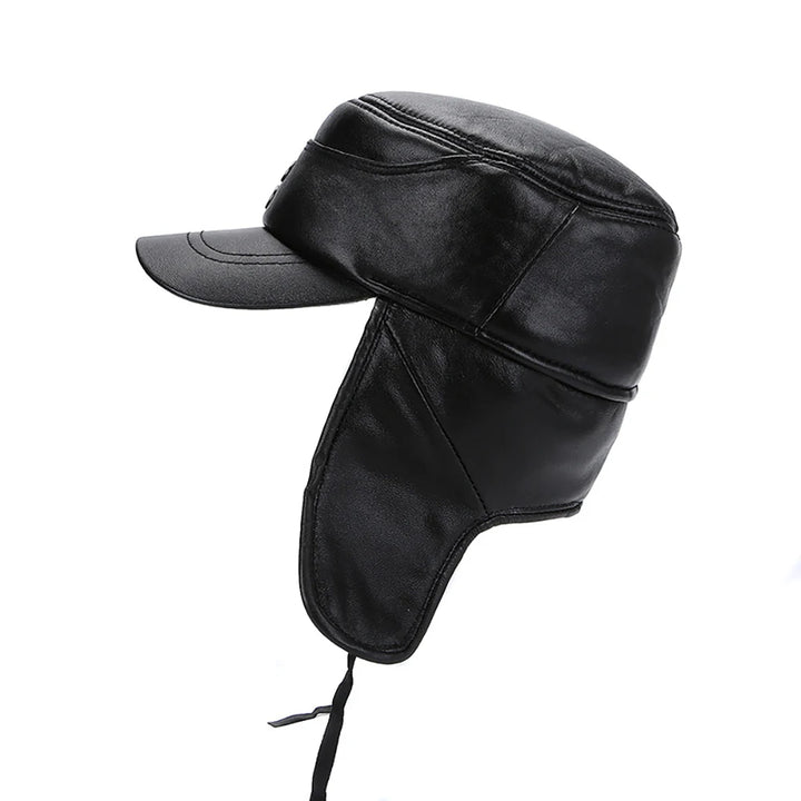 Stylish Ear Flap Men’s Leather Hat
