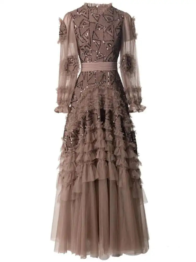 Sequins High Waist Midi Party Dress