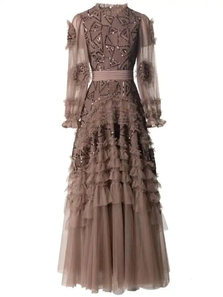 Sequins High Waist Midi Party Dress