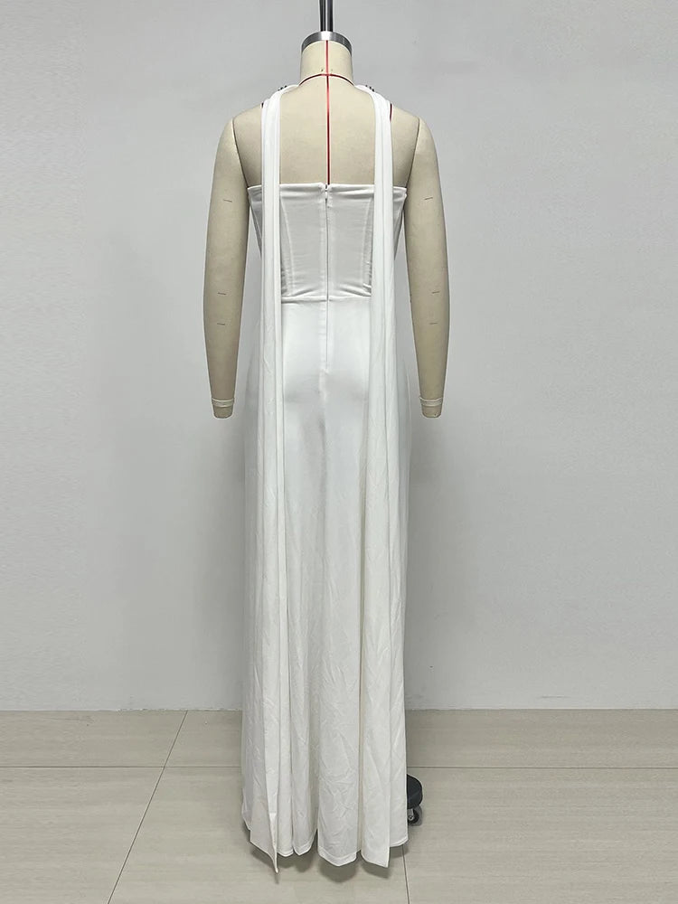 Light Luxury Crystal Beaded Long Dress