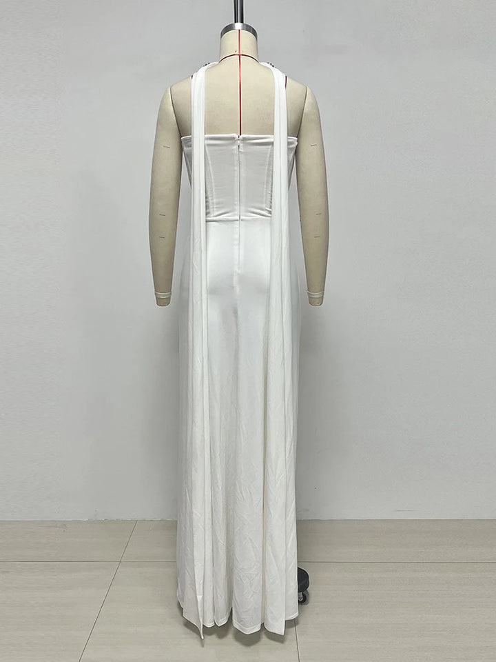 Light Luxury Crystal Beaded Long Dress