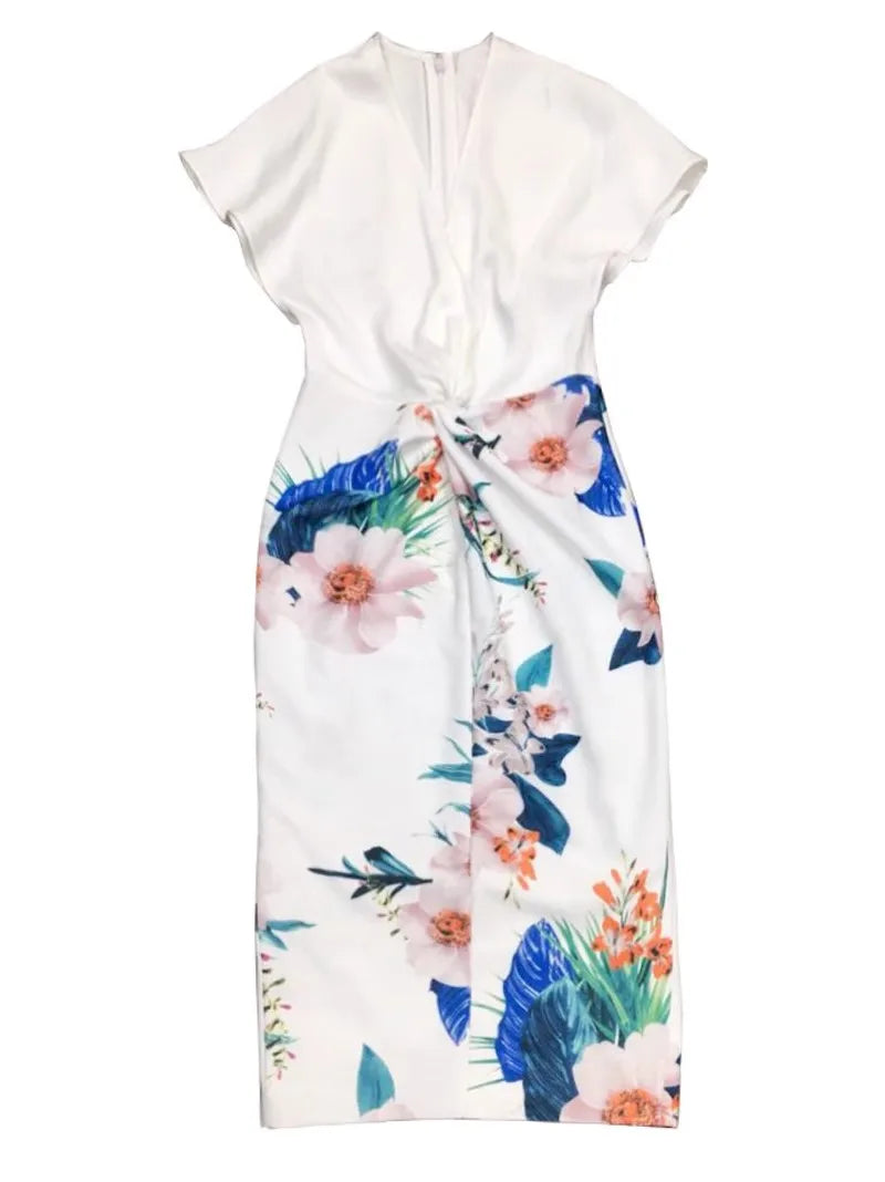 Floral Babydoll Short-Sleeved Slim Dress